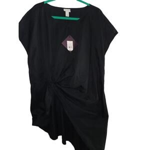 Ava & Viv NWT Dolman Short Sleeve Twisted Hi low‎ Blouse Black Size 2X